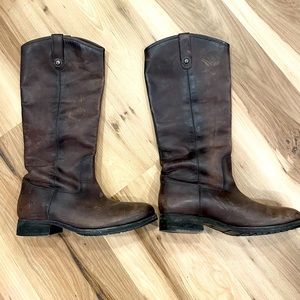 Frye tall brown leather boots. Size 9